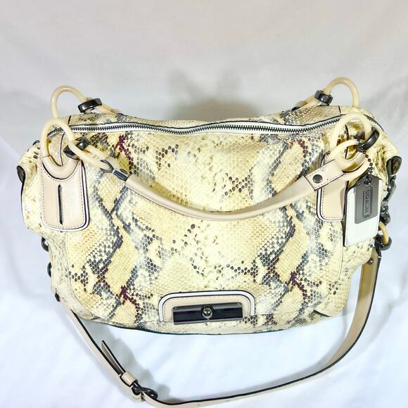 Coach Kristin Python Snakeskin Tote Satchel Shoulder Metallic Limited Edition - Picture 6 of 16